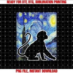 Funny Monkey Van Gogh Famous Paintingmonkey Starry Night Monkey Lover Van Gogh Monkey Painting Tee