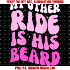 Funny My Other Ride is His Beard Lovers Giftsmy Other Ride is His Beard Lover Retro Groovy on Back Tee