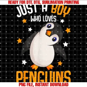 Just a Boy Who Loves Penguins Kids Boys Penguin Lover Tee