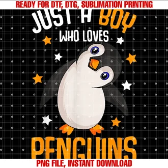 Just a Boy Who Loves Penguins Kids Boys Penguin Lover Tee