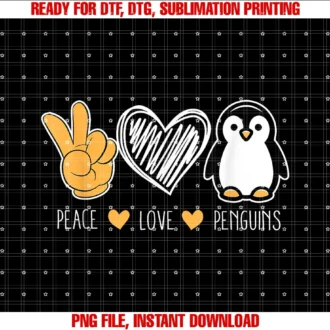 Funny Penguins Apparel Animal Vintagepenguin Cartoon Lovers Animals Outfit Peace Love Penguins Tee