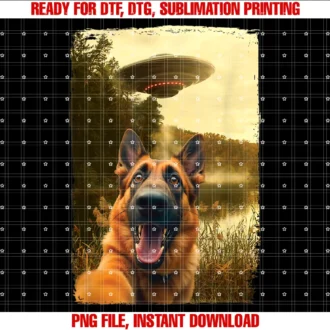 Funny Pets Animals Ufo Encounter Novelty Topsfunny German Shepherd Dog Ufo Encounter Dog Selfie Aliens Tee