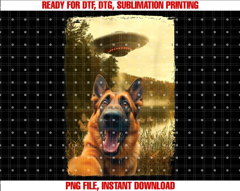 Funny Pets Animals Ufo Encounter Novelty Topsfunny German Shepherd Dog Ufo Encounter Dog Selfie Aliens Tee