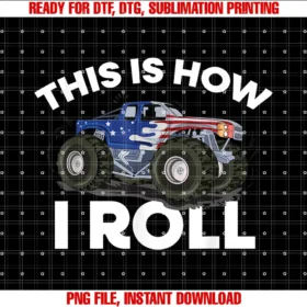 Crudothis is How I Roll Monster Truck Usa Flag Theme Tee
