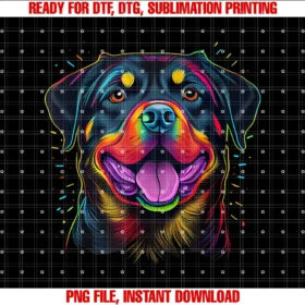 Colorful Dogs for Dog Ownersrottweiler Colorful Dog Doglover Puppy Doghead Tee