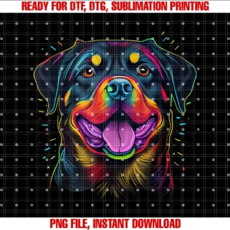 Colorful Dogs for Dog Ownersrottweiler Colorful Dog Doglover Puppy Doghead Tee