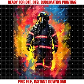 Colorful Flaming Cool Firefighter Protect Everyoneflame Firefighter With Protective Clothing Firefighter Lover Tee