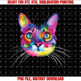 Colorful Geometrical Cats Head Shirt by Nemryscat Shirt Colorful Cats Head Pop Art Style Tee