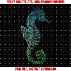 Colorful Sea Horse Print Design Tee