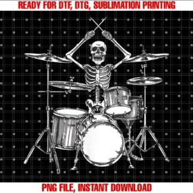 Cool Percussion Drum Player Band Concert Men Womenskeleton Percussionist Drummer Halloween Rock Roll Music  PNG, Sublimation Design