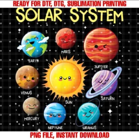 Cool Science Space Shirts for Kidssolar System Cute Face Planets Space Science Teacher School  PNG, Sublimation Design