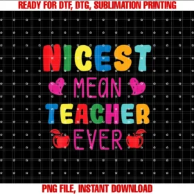 Cool Teacher Appreciation Outfitswomens Cute Kindergarten Student Colorful Nicest Mean Teacher Ever Tee