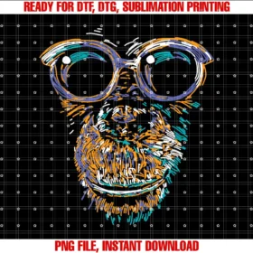 Cooles Affe Mit Brille Tier Liebhaber Geschenkecool Monkey Face Silhouette Animal Lover Monkey With Glasses  PNG, Sublimation Design