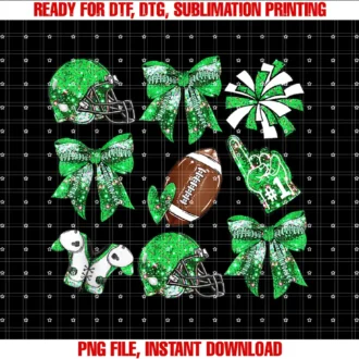 Coquette Bow Football Game Daygreen Coquette Bow Football Game Day Women Girls Kids Tee