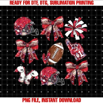 Coquette Bow Football Game Dayred Coquette Bow Football Game Day Women Girls Kids Tee