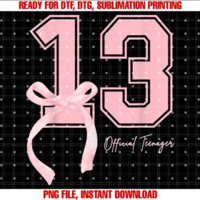Coquette Bow Official Teenager 13th Birthday Shirt13 Year Old Pink Coquette Bow Official Teenager 13th Bday Tee