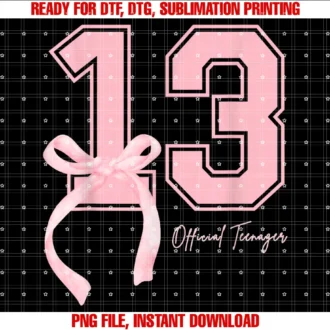Coquette Bow Official Teenager 13th Birthday Shirt13 Year Old Pink Coquette Bow Official Teenager 13th Bday Tee