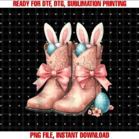 Coquette Easter Western Eggs Bunny Shirtshowdy Easter Western Easter Bunny Cowboy Boots Coquette Bow Tee