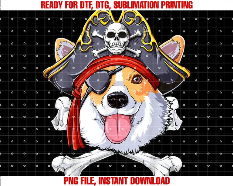Corgi Du Clothingcorgi Pirate Jolly Roger Flag Skull and Crossbones Tee