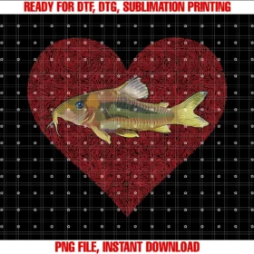 Corydoras Catfish Gift Cocorydoras Catfish Valentines Day Fish Love Fingerprint Tee