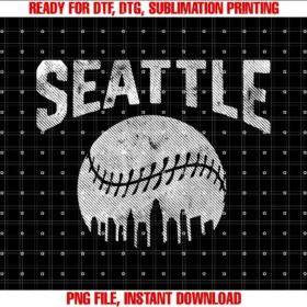 Countyexpressions Giftsvintage Seattle Baseball Fan Retro Skyline Washington Tee
