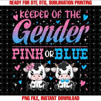 Cow Print Gender Reveal Decorations Gifts 2024keeper of the Gender Pink or Blue Cow Baby Announcement Tee