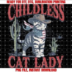 Cowboy Cat Childless Cat Lady for Kamalaelection Voting Tee
