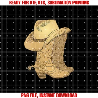 Cowboy and Cowgirl Rodeo Apparelwomens Vintage Retro Cowboy Hat and Cowboy Boots Country Western Tee
