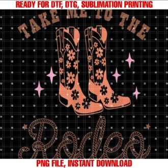 Cowgirl Girl Horse Riding Crew Texas Ranch Graphictake Me to the Rodeo Western Country Cowgirl Floral Boots Tee