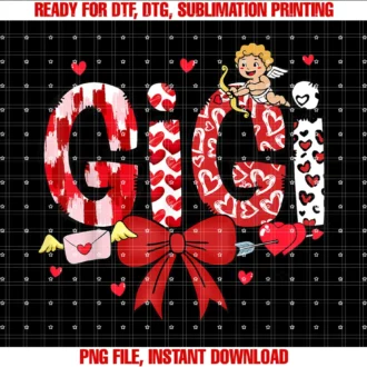 Cupid Gigi Heart Bow Matching Family Valentinesday Mother Tee