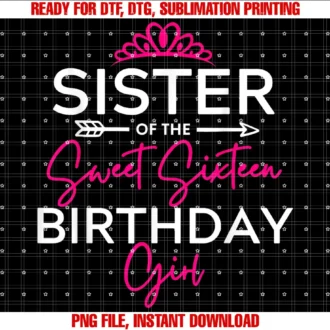 Cute 16 Years Old 16th Girls Family Matching Squadsister of the Sweet Six Teen Birthday Girl Teen Bday Party Tee