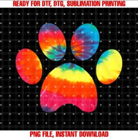 Cute Artful Hippie Cat and Dog Lovers S 22tie Dye Animal Cat Dog Paw Print Pet Lover Shirt Gift Tee