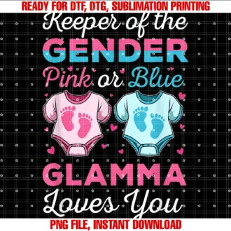 Cute Baby Announcement Pink or Bluekeeper of the Gender Glamma Loves You Baby Shower Family Tee