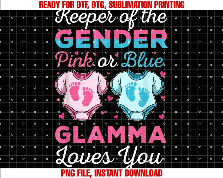 Cute Baby Announcement Pink or Bluekeeper of the Gender Glamma Loves You Baby Shower Family Tee