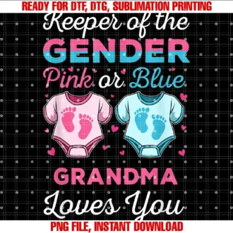 Cute Baby Announcement Pink or Bluekeeper of the Gender Grandma Loves You Baby Shower Family Tee