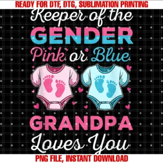 Cute Baby Announcement Pink or Bluekeeper of the Gender Grandpa Loves You Baby Shower Family Tee