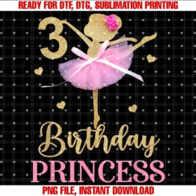 Cute Ballerina Birthday Girl 3 Year Old Presentits My 3rd Birthday Ballerina Ballet Three Years Old Bday Tee