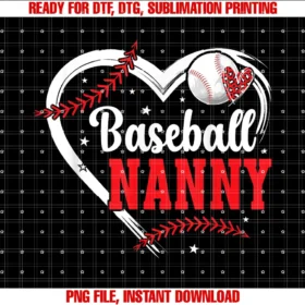 Cute Baseball Nanny Grandma on Mothers Daybaseball Nanny Heart Nanny of a Baseball Player Nanny Tee