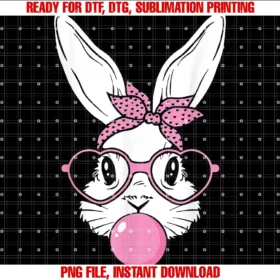 Cute Bunny Rabbit Face With Bandana Heart Glassesbubblegum Tee