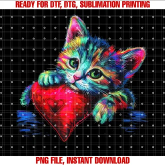 Cute Colorful Cat for Valentines Dayrainbow Cute Cat Hugging Heart Pillow Valentine Love Cat Tee
