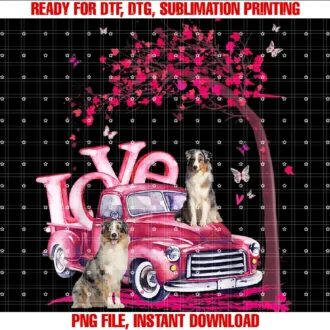 Cute Dog People Valentines Day Giftsvalentines Day Love Pickup Truck Australian Shepherd Tee