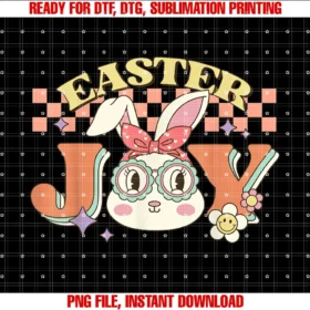 Cute Easter for the Familyretro Cute Bunny Easter Joy Happy Easter Day Clothing Tee