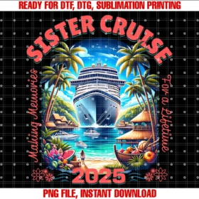Cute Girls Trip Cruise 2025 Vacation Party Shopfun Matching Womens Girls Besties Sister Cruise 2025  PNG, Sublimation Design