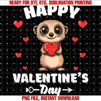 Cute Happy Valentines Day Couple Men Women by Tthappy Valentines Day Meerkat Animal Lover Hearts Tee