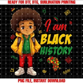 Cute I Am Black History African Boy Little Melanin Prince PNG, Sublimation Design