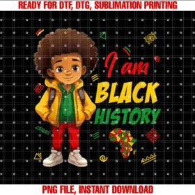 Cute I Am Black History African Boy Little Melanin Prince PNG, Sublimation Design