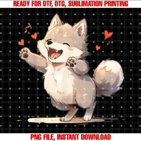 Cute Kawaii Husky Dog Holding Hearthappy Valentines Day Tee