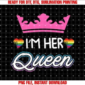 Cute Lgbtq Pride Valentine Couple Giftsrainbow Im Her Queen Lesbian Couple Valentines Day Tee
