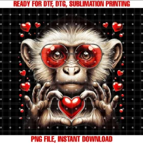 Cute Monkey Lovers Costume for Women Menheart Sign Hand Monkey Kids Mens Womens Monkey Valentine  PNG, Sublimation Design