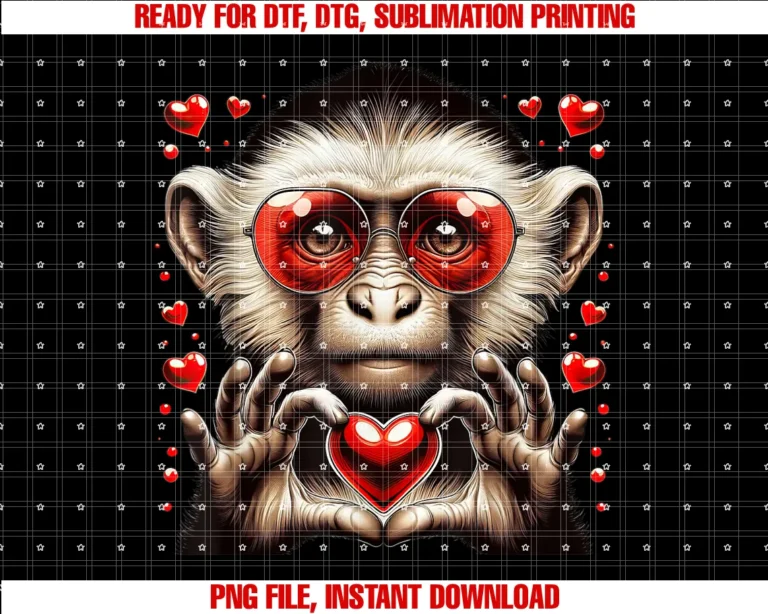 Cute Monkey Lovers Costume for Women Menheart Sign Hand Monkey Kids Mens Womens Monkey Valentine Tee